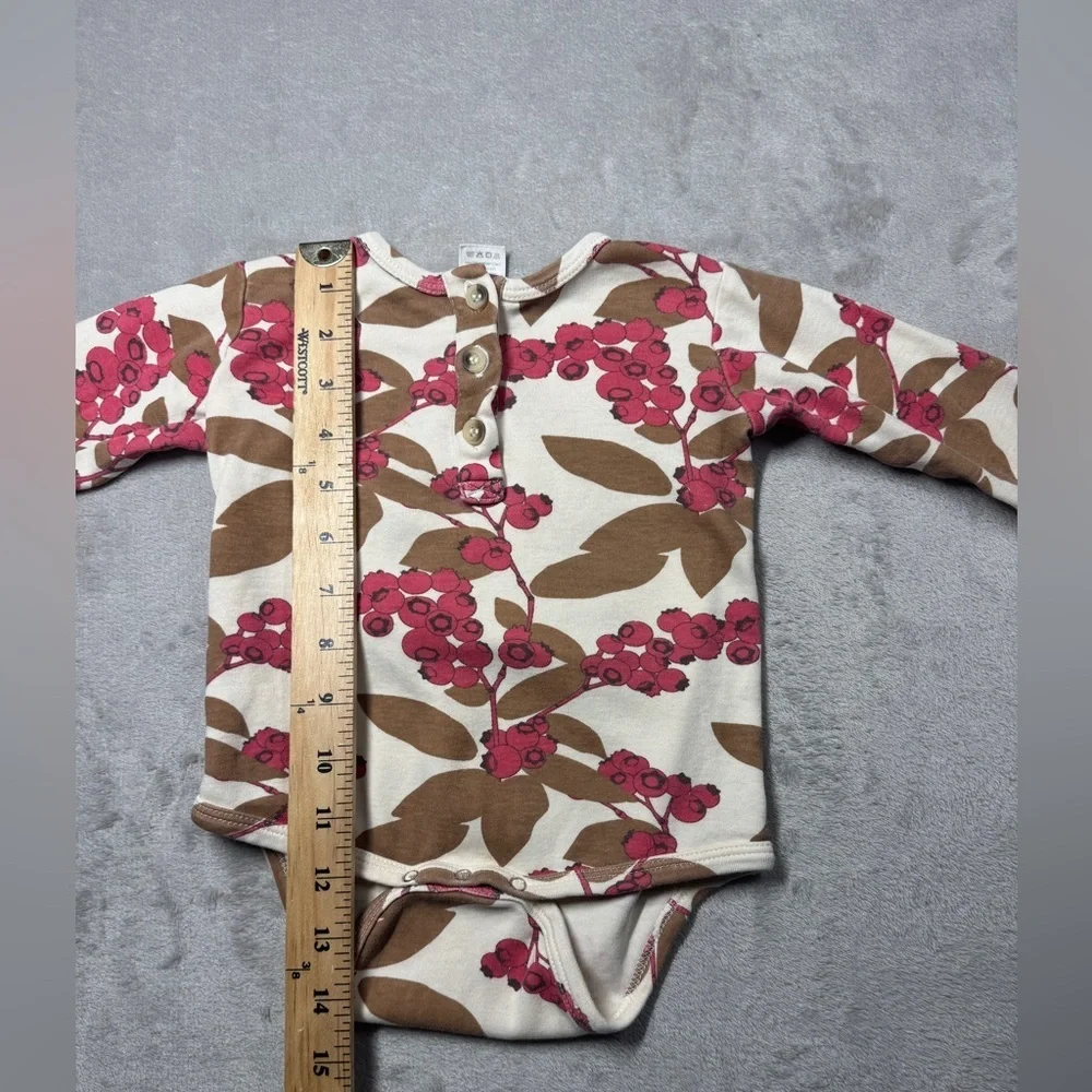 Kate Quinn Cranberry Print 100% Organic Cotton Long Sleeve Bodysuit 18-24 M